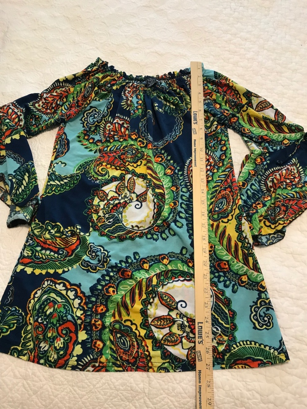 WinWin very colorful floral / paisley tie (bell) sleeve tunic (S-M) - Picture 7 of 16